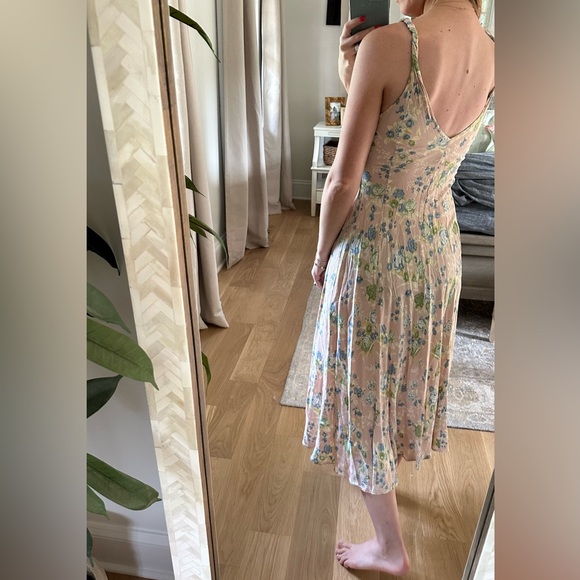 Zara Floral Maxi Dress with V Back, Rolled Shoulder detail - Picture 3 of 10